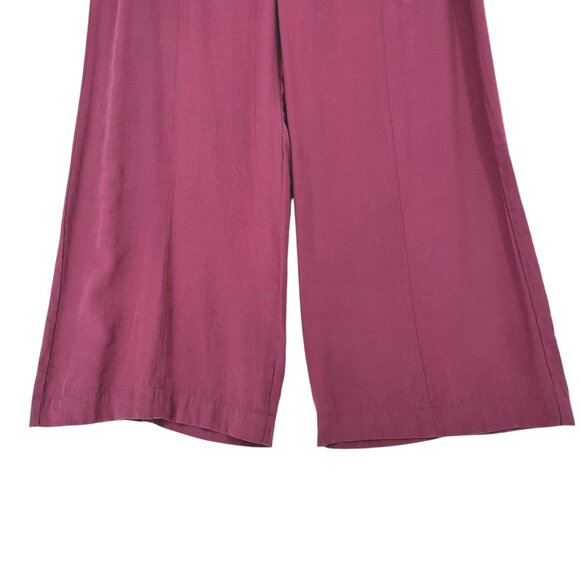 Easel Womens L Plum Mineral Wash Wide Leg Pants Elastic Waist Belted Relaxed Fit - Picture 7 of 16